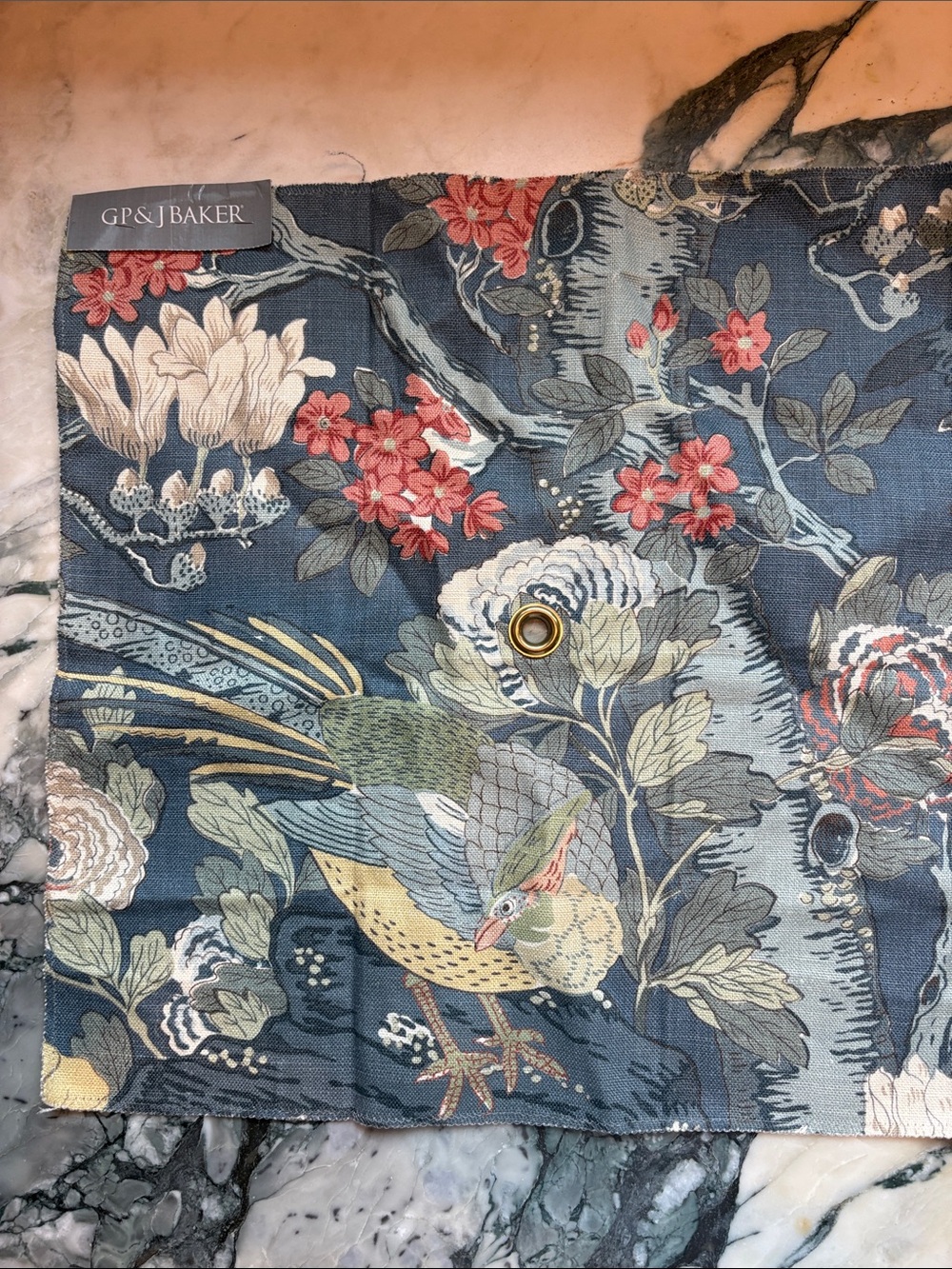 G P & J Baker Rockbird Signature Teal Fabric Sample